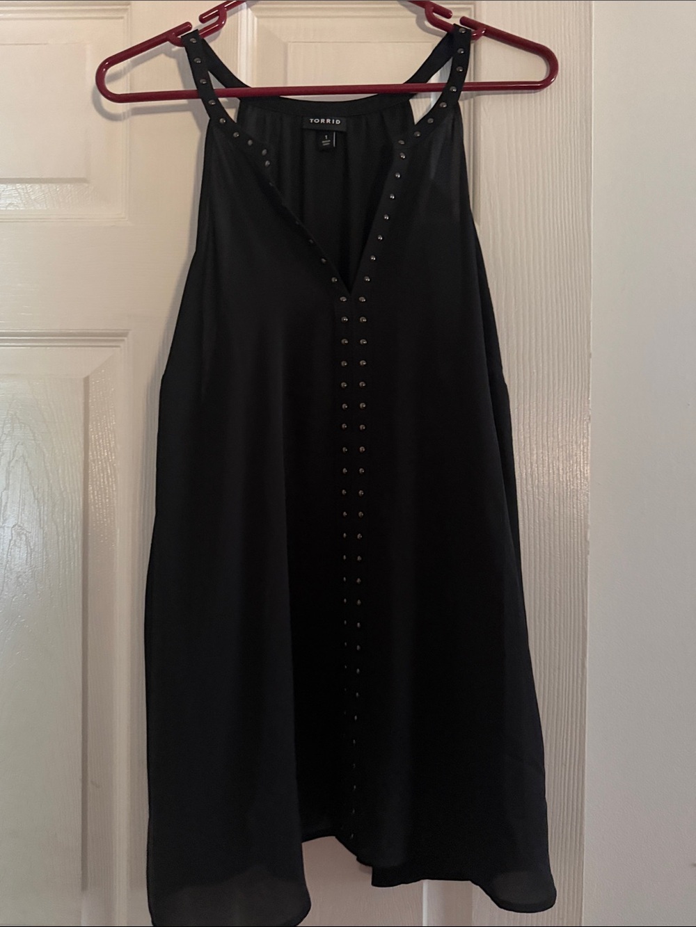 Torrid Black Sheer Stud-Trim V-Neck Long Tank